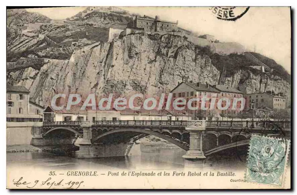 Grenoble — Brücke der Esplanade und Festungen Rabot und Bastille — Courtingue - Vorderseite