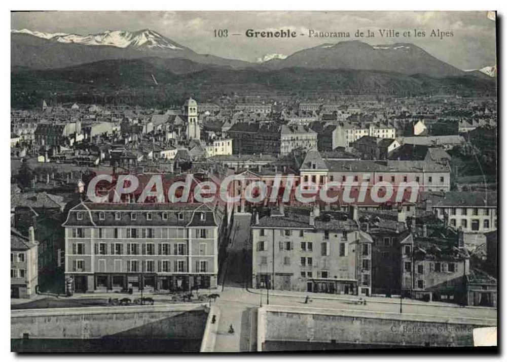 Grenoble — Panorama der Stadt und der Alpen — C. Baffier, Grenoble - Vorderseite