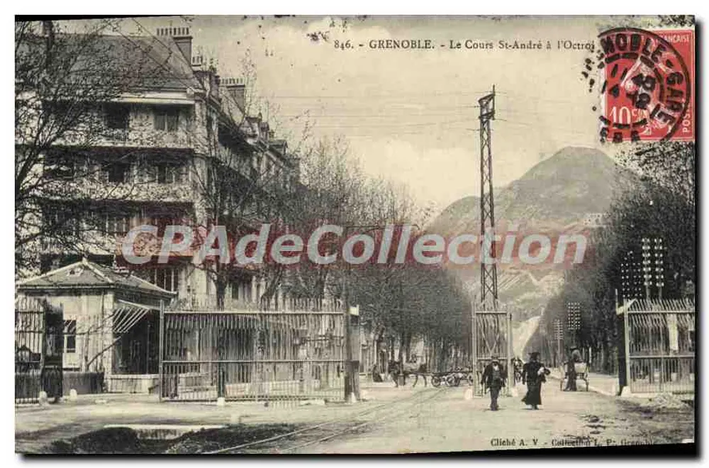 Grenoble - O Cours St-André na Octroi — Cliché A. V. — Coleção L. P. (n° 846) - Frente