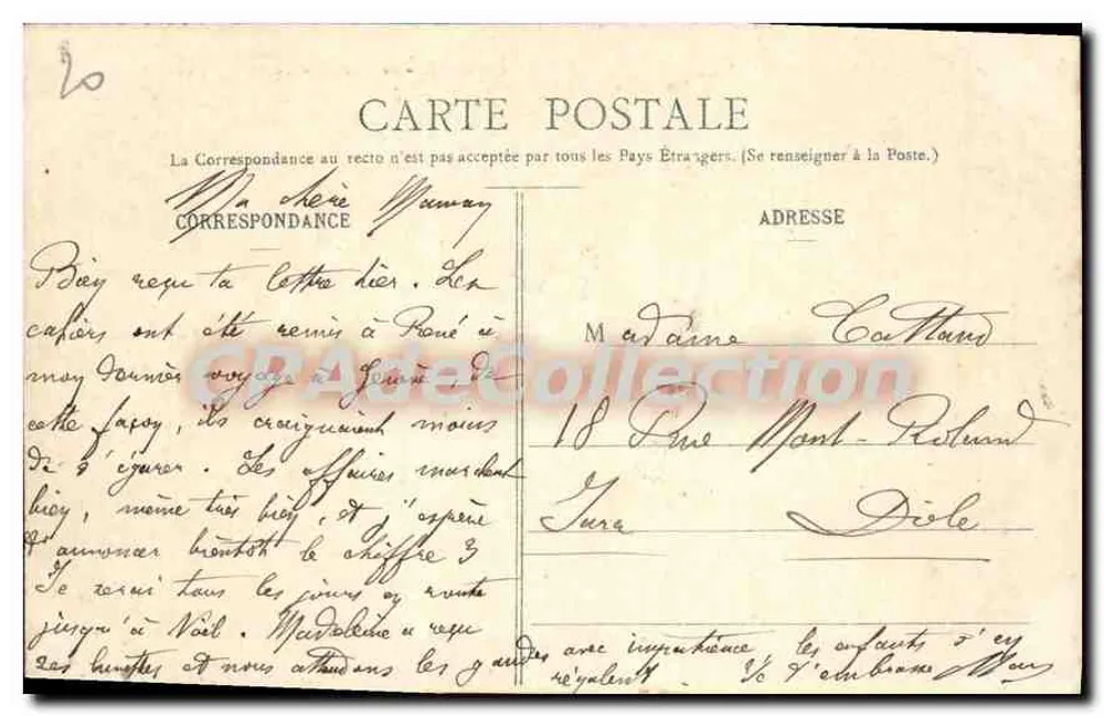 Grenoble - O Cours St-André na Octroi — Cliché A. V. — Coleção L. P. (n° 846) - Verso