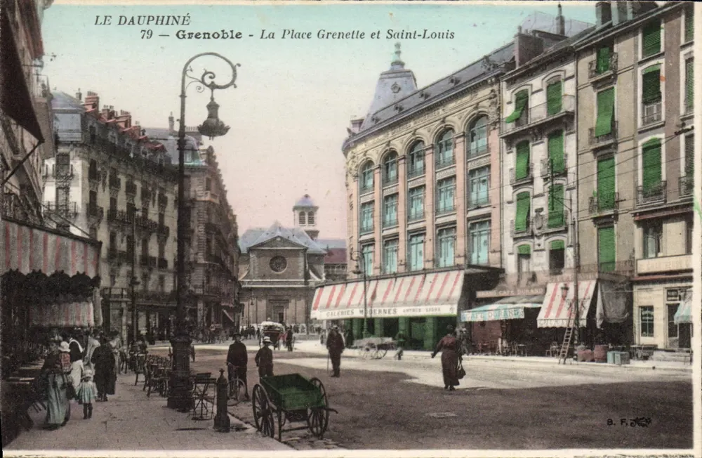Grenoble - A Praça Grenette e Saint-Louis — LE DAUPHINÉ 79 — B. F. (editora) - Frente