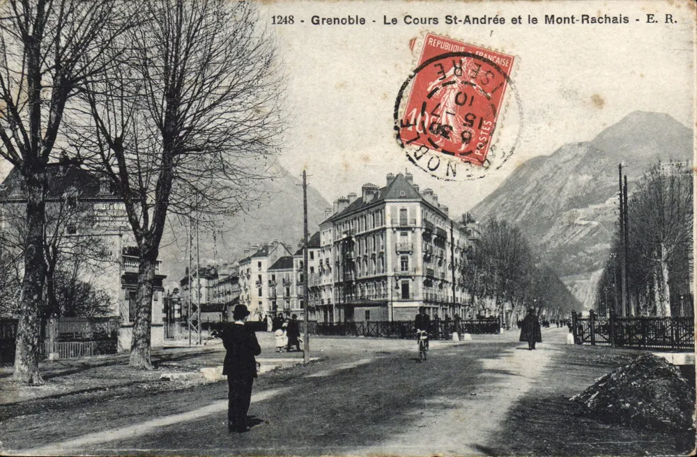 Grenoble - Der Cours St-Andrée und der Mont Rachais - E. R. n°1248 - Vorderseite