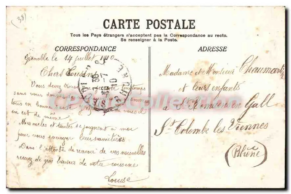 Grenoble - Der Cours St-Andrée und der Mont Rachais - E. R. n°1248 - Rückseite