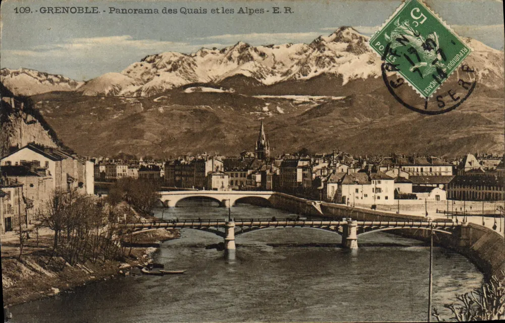 Grenoble - Panorama der Quais und der Alpen - E.R. - n°109 - Vorderseite