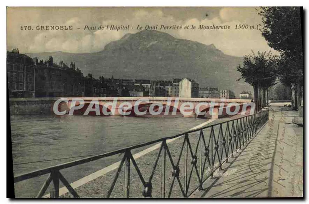 Grenoble - Brücke des Krankenhauses - Quai Perrière und Moucherotte 1906 m. - Vorderseite