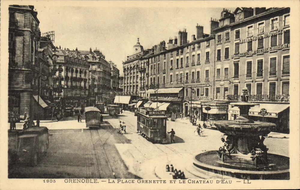 Grenoble — Place Grenette und das Wasser Schloss — LL - Vorderseite