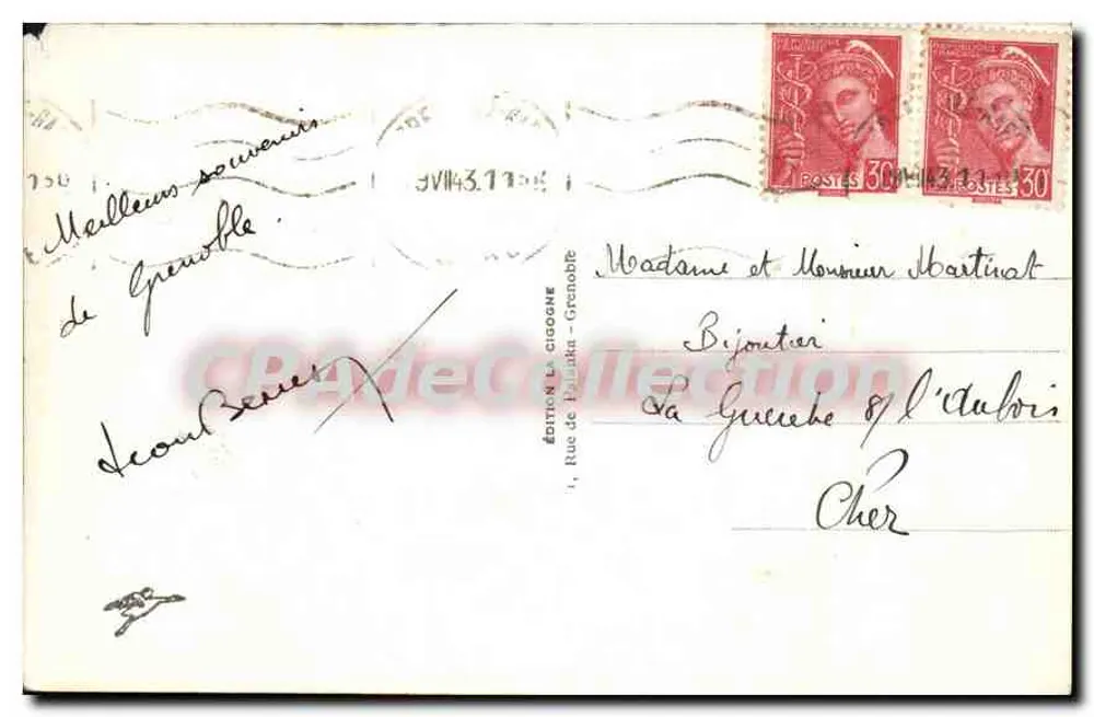 Grenoble — O Teleférico sobre a Isère — Edição La Cigogne - Verso