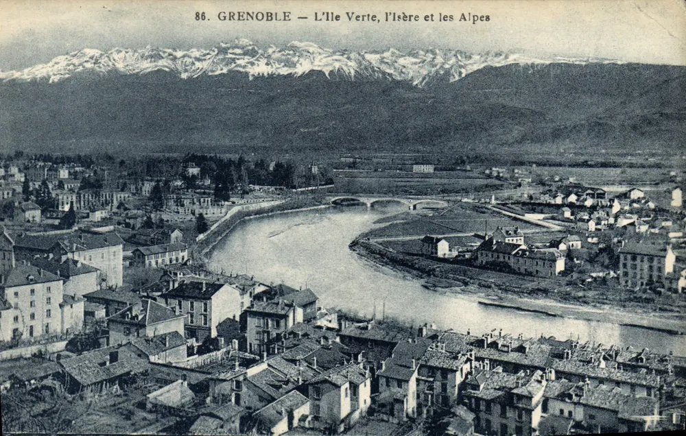 Grenoble — L'Île Verte, die Isère und die Alpen - Vorderseite