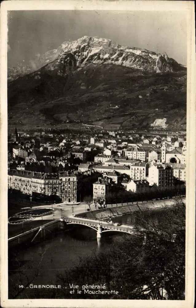 Grenoble — Vista geral e o Moucherotte — Edição « La Cigogne » Rua de Palanka - Frente