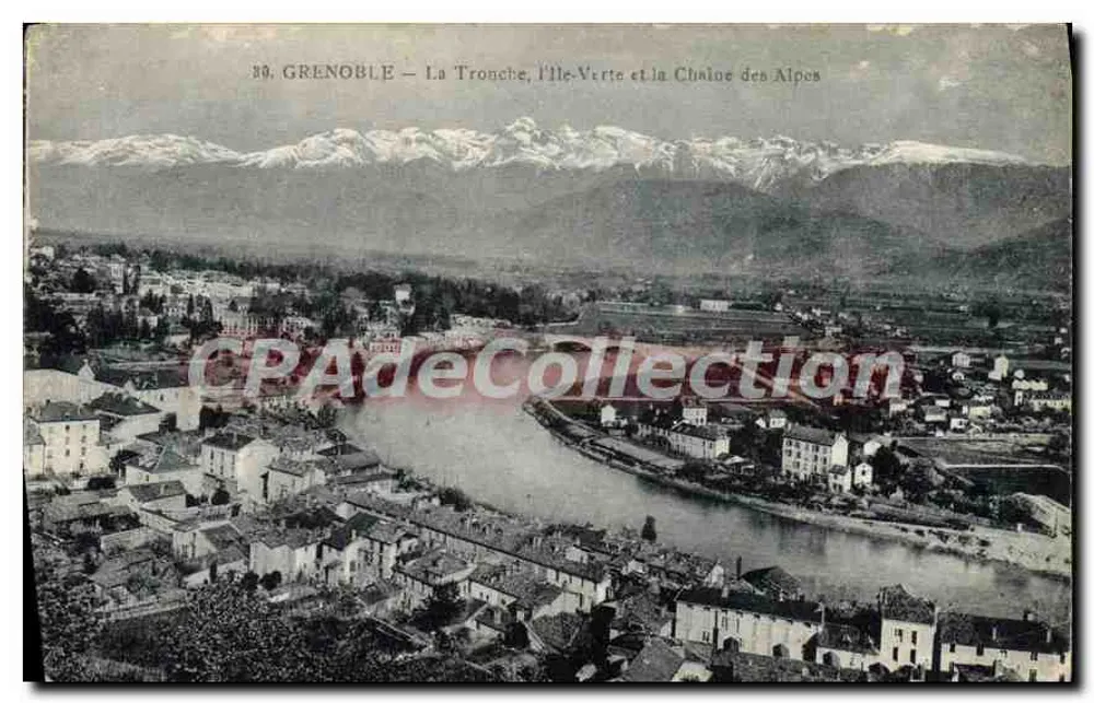 Grenoble — La Tronche, a Ilha Verde e a Cadeia dos Alpes — Editor GAUDE - Frente