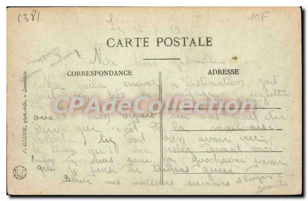 Grenoble — La Tronche, a Ilha Verde e a Cadeia dos Alpes — Editor GAUDE - Verso