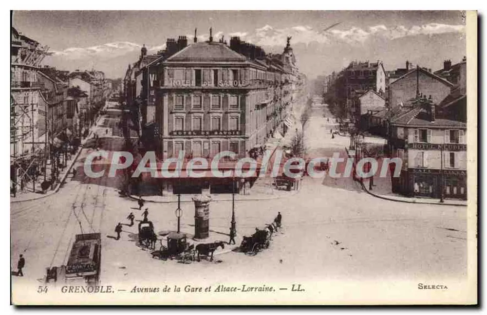 Grenoble — Avenue der Station und Elsass-Lothringen — Selecta, n°54 - Vorderseite