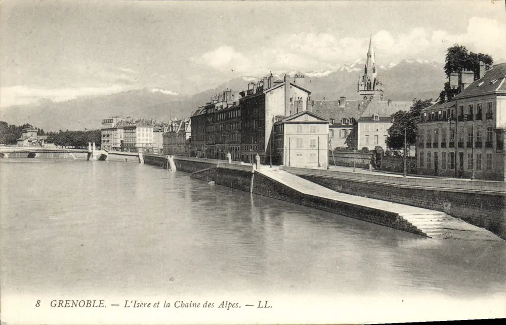 Grenoble — Der Fluss Isère und die Alpenkette — LL. - Vorderseite