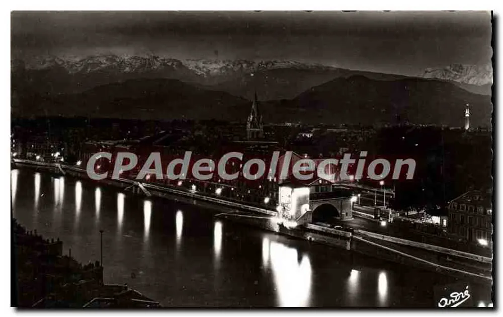 Grenoble — Die Quais der Isère am Abend — Les Éditions Grenoble - Vorderseite