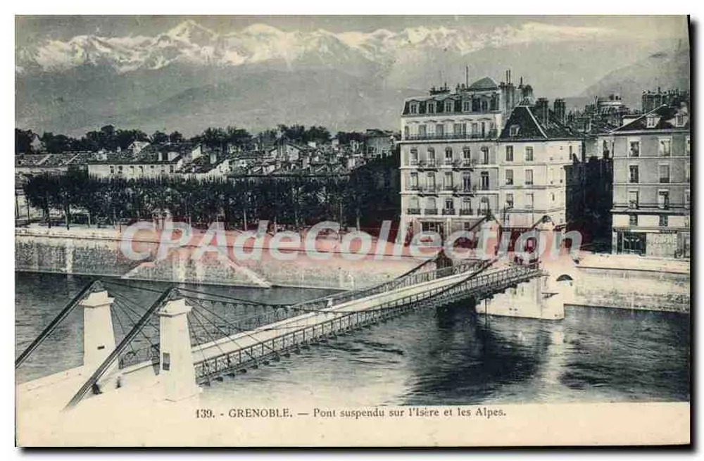Grenoble — Hängebrücke über die Isère und die Alpen — C. Baifert, Grenoble, n°139 - Vorderseite