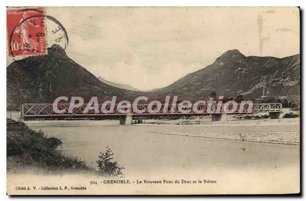 Grenoble - Der Neue Drac-Brücke und der Néron — Cliché A. V., Sammlung L. P., Grenoble - Vorderseite