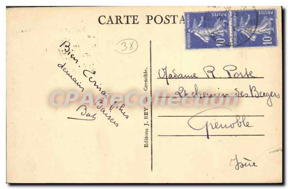 Grenoble — Fachada do Palácio de Justiça — Edições J. REY, n°38 - Verso