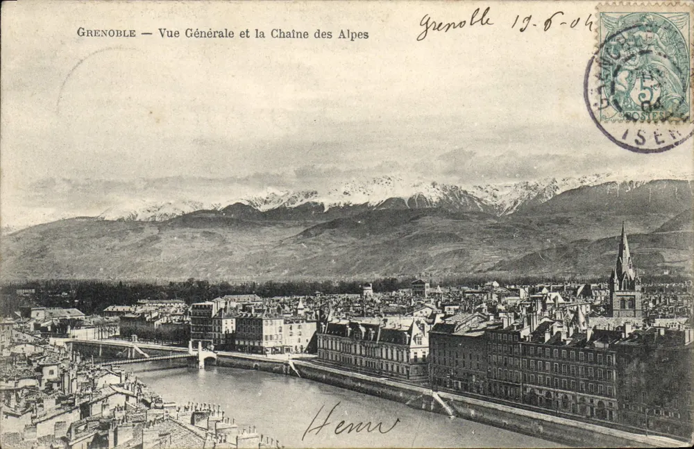 Grenoble — Allgemeiner Blick und die Alpenkette — Unbekannter Verlag, Seriennummer nicht sichtbar - Vorderseite
