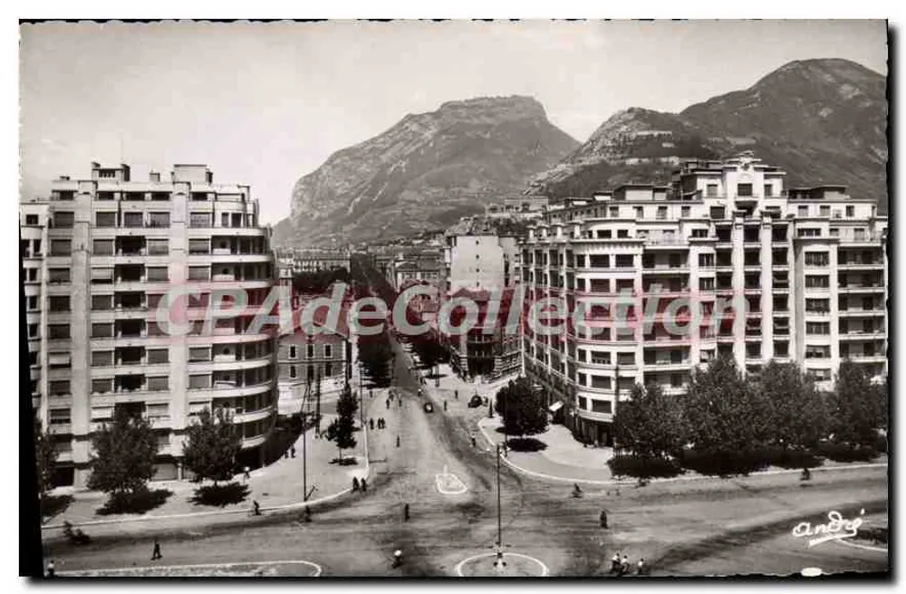 Grenoble — Place Gustave-Rivet e os edifícios do Néron, da Bastilha e do Rachais — Edição de Arte André, Grenoble - Frente