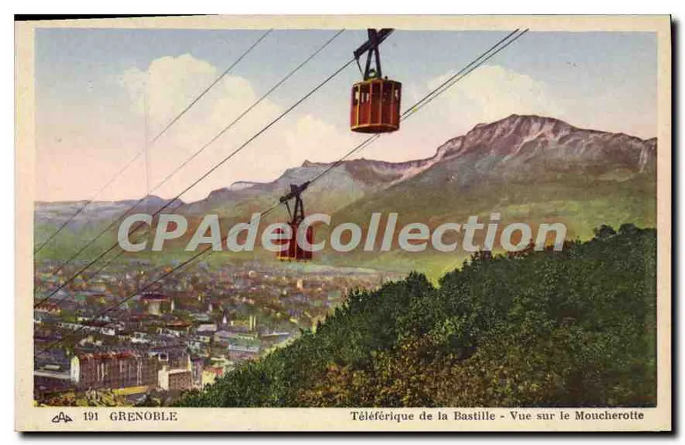 Grenoble — Seilbahn der Bastille - Blick auf den Moucherotte — Cie des Arts Photomécanique, Paris - Vorderseite