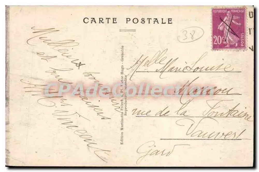Grenoble — A Praça Grenette — Edição Martinot & Frères - Verso