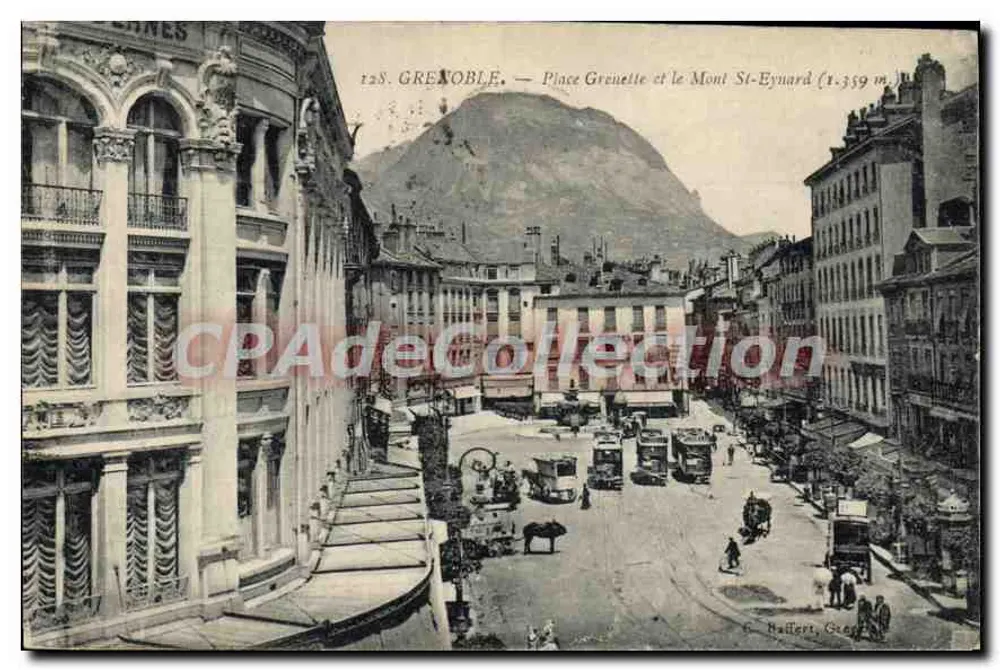 Grenoble — Praça Grenette e o Monte St-Eynard (1.359 m) — C. Raffert, Grenoble - Frente