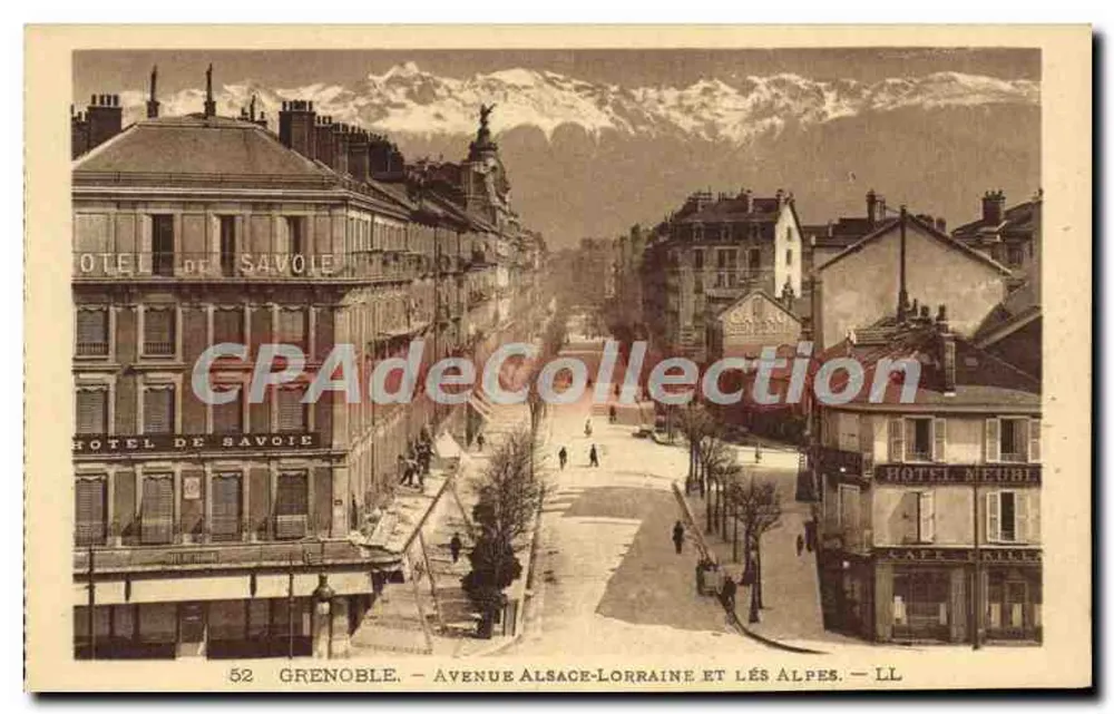 Grenoble — Avenue Alsace-Lorraine und die Alpen — LL - Vorderseite