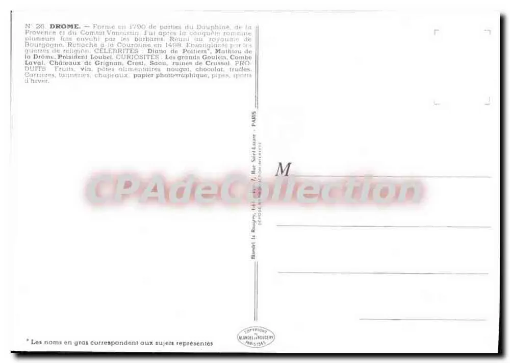 Drôme — Nr. 26 — Verlag J. P. Pinchog - Rückseite
