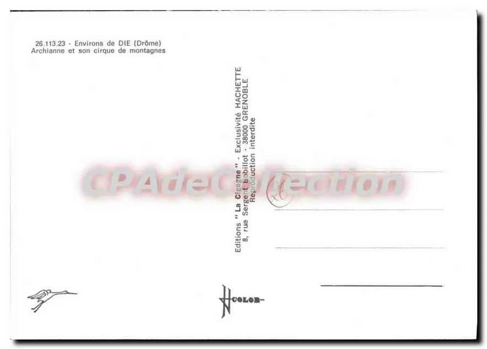 A Cegonha — Archianne e seu círculo de montanhas — Edições A Cegonha, Grenoble - Verso