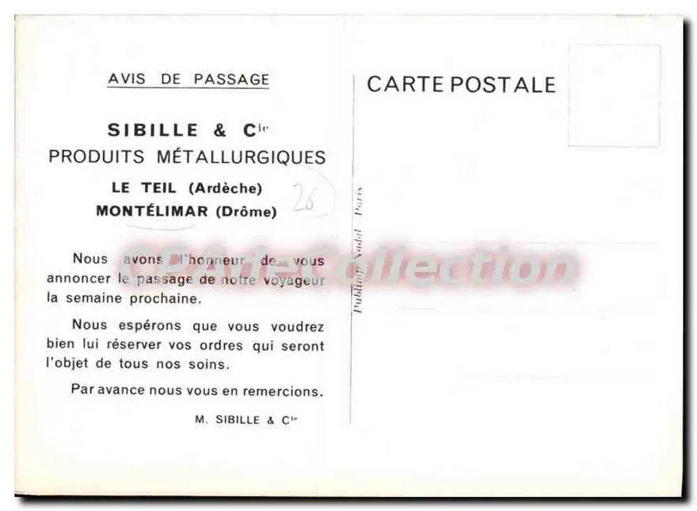 Geschäft Sibille & Cie — Montélimar — Verlag CPAdeCollection - Rückseite