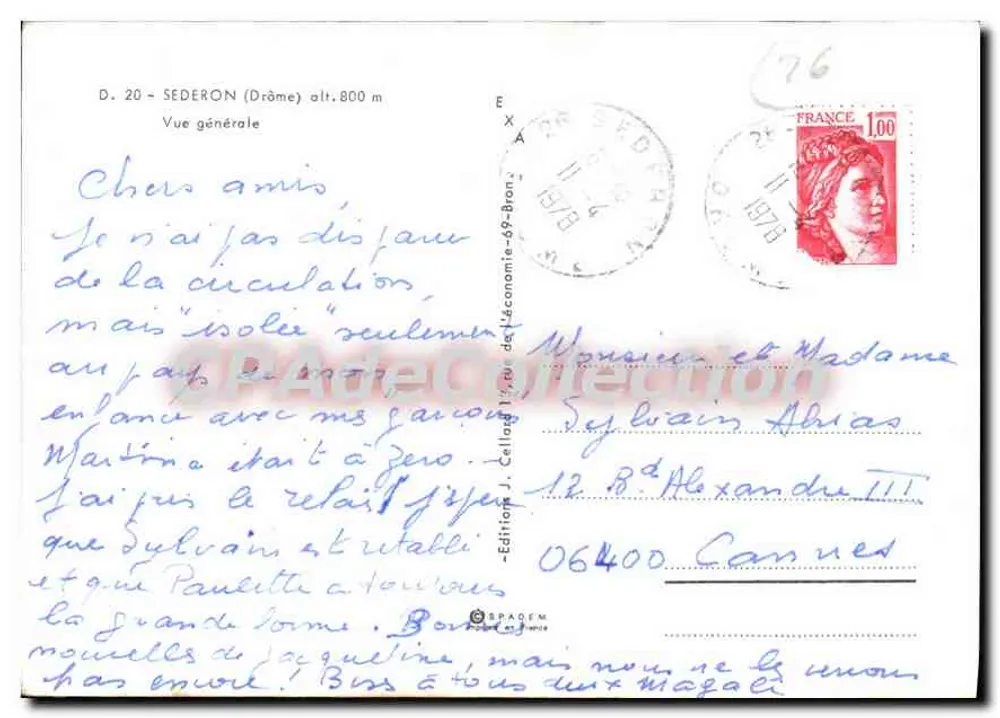 Sédéron (Drôme) — ogólne widok — wydawca J. Callag — nr 20 - Rewers