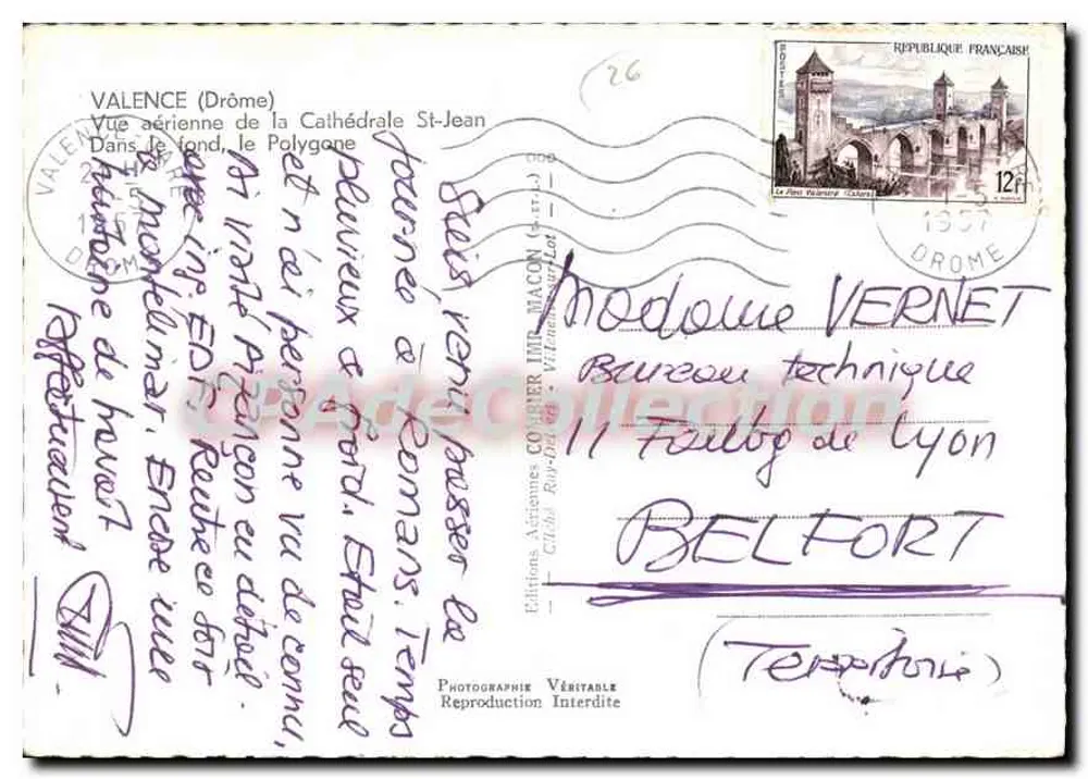 Luftbild von Valence (Drôme) — Kathedrale Saint-Jean und Polygone — Éditions Compier Macon - Rückseite