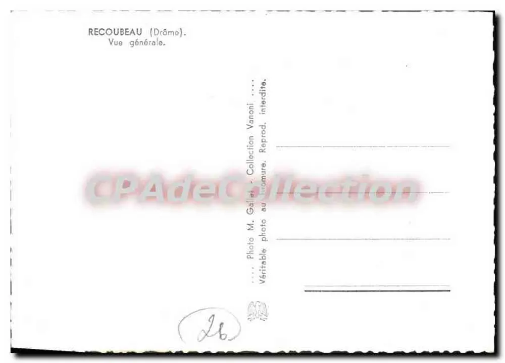 Recoubeau (Drôme) — Vista geral — Foto de M. Gallet, Coleção Vanoni - Verso