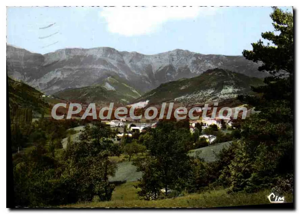 Saint-Julien-en-Quint — Vista geral. No fundo, Porta de Andorra e as Montanhas do Vercors — Impressor Combier, St-Julien-en-Quint - Frente