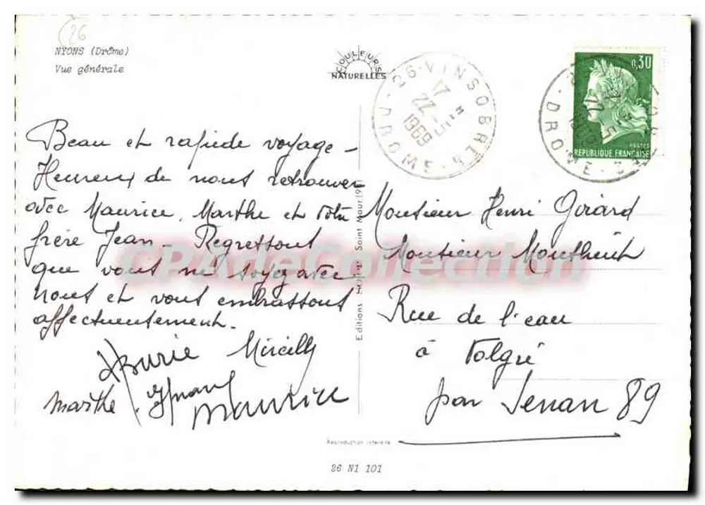 Nyons (Drôme) — Vista geral — Edições Naturais n°86 NI 101 - Verso