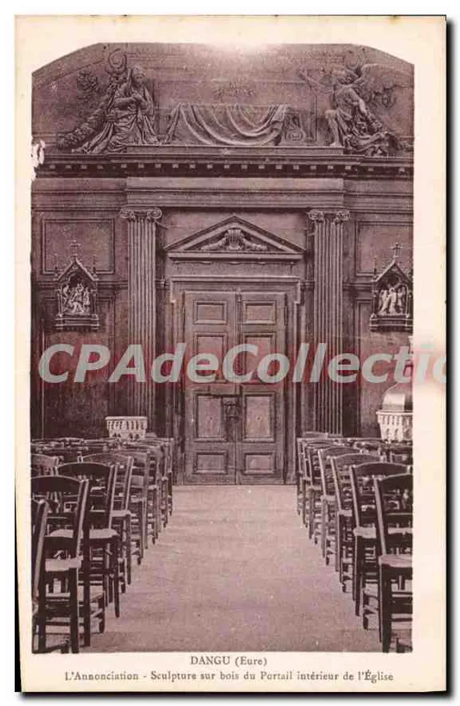 Dangu (Eure) — Die Verkündigung, Holzschnitzerei am Innenportal der Kirche — Édition G. Artis, Verpont - Vorderseite