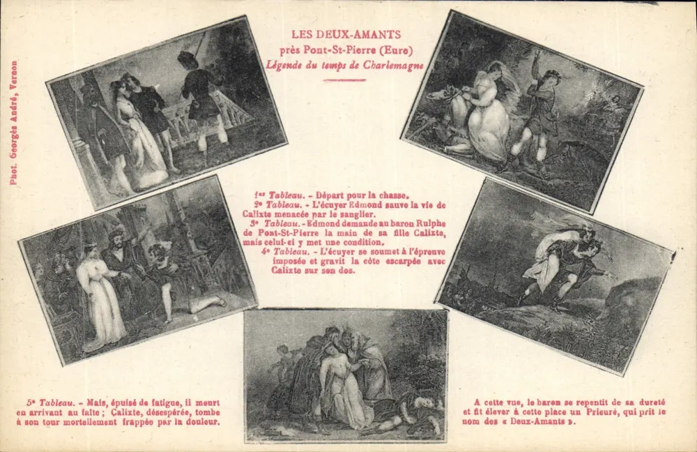 Die Zwei Liebenden nahe Pont-St-Pierre (Eure) — Legende zur Zeit Karls des Großen — Fot. Georges André, Vernon - Vorderseite
