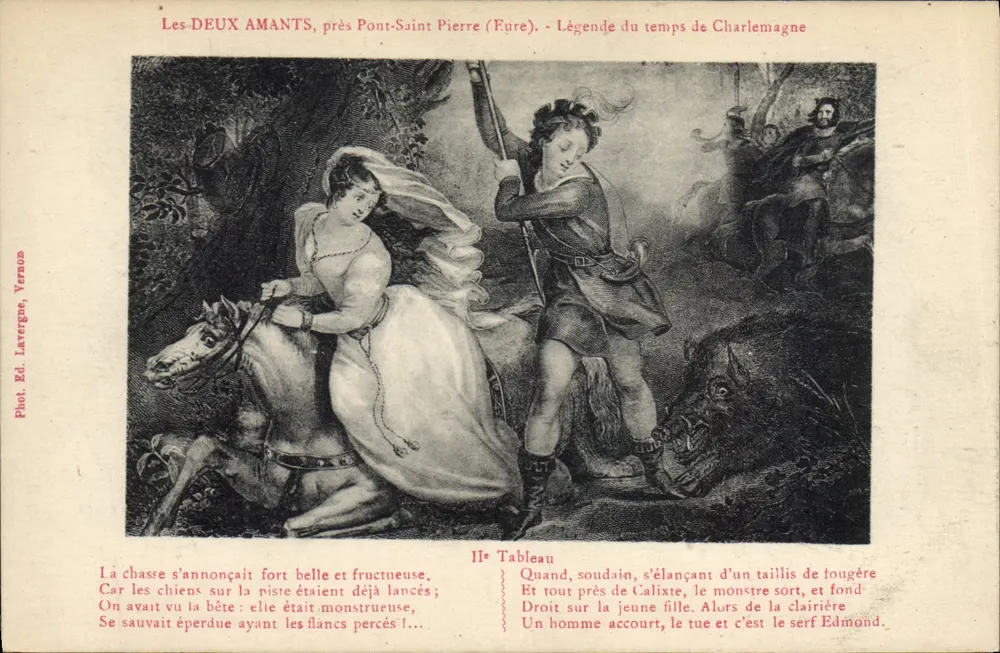 Die ZWEI LIEBENDEN, nahe Pont-Saint Pierre (Eure) — Sage aus der Zeit Karls des Großen — Foto. Verlag Lavernge, Vernons - Vorderseite