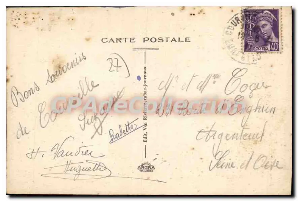 Courville-sur-Eure — Rue de l'Épée Royale — Wydawca V. Rivière, Toulouse - Rewers