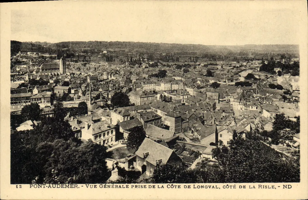 Pont-Audemer — Allgemeiner Blick vom Ufer von Longval, Seite der Risle — ND - Vorderseite