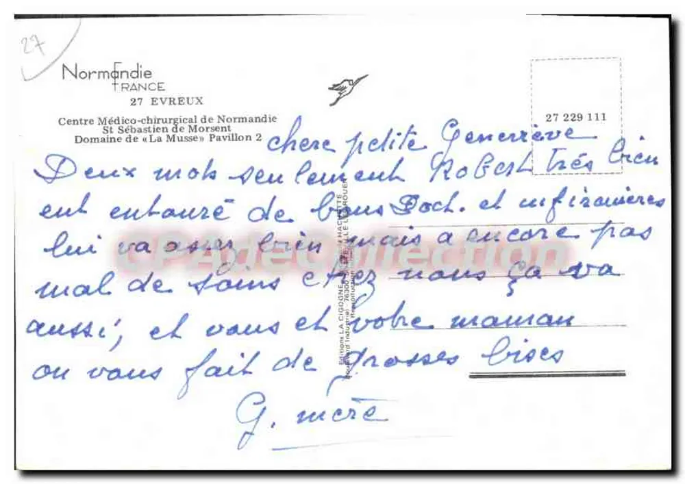 Centro Médico-cirúrgico da Normandia — Pavilhão 2 — Edição LA CIGOGNE - Verso