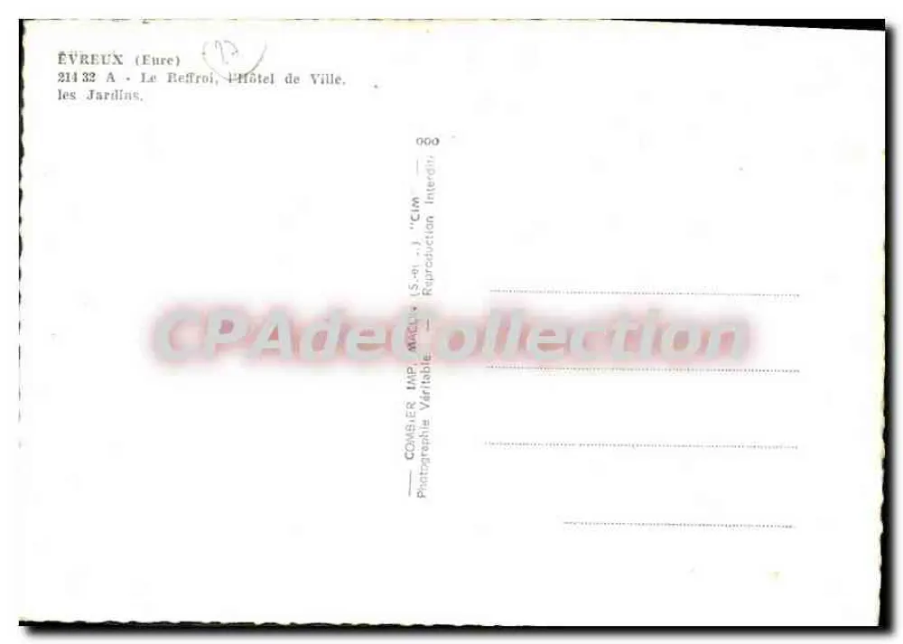 Évreux (Eure) — Le Reffroi, Rathaus, die Gärten — Comber Imp. MACL. (S.-ai.) - Rückseite