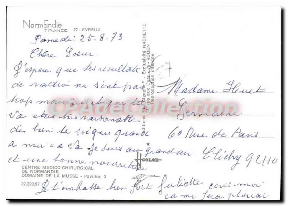 Medizinisches Chirurgisches Zentrum der Normandie — Pavillon 3 — Hachette Edition - Rückseite