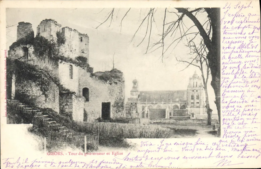 Gisors - Turm des Gouverneurs und Kirche — Imp. A. Berciès, Épinal, n° 24 - Vorderseite
