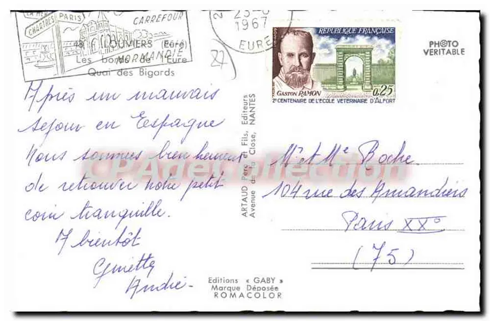 Ansicht des Kanals in Bouviers (Eure) — Verlag Gaby, Serie ROMACOLOR - Rückseite