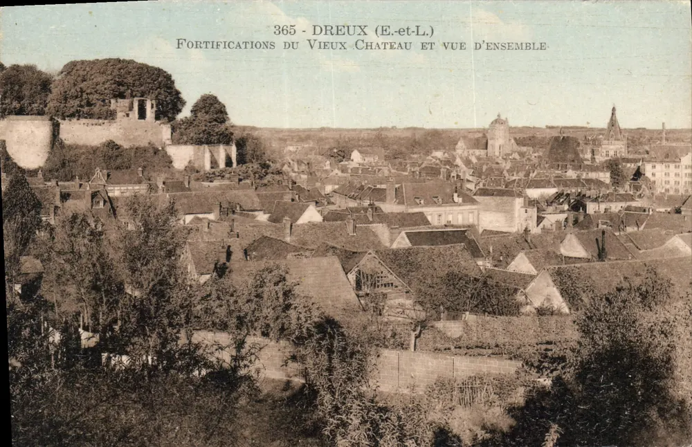Dreux (E.-et-L.) — Befestigungen des Alten Schlosses und Übersicht — Verlag M. Aube, Rambouillet - Vorderseite