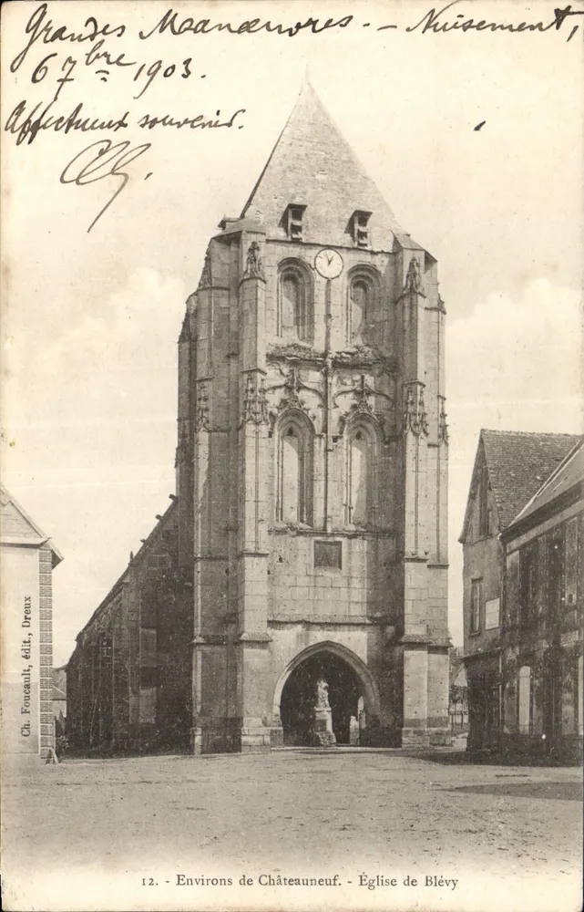 Igreja de Blévy - Nuisement - Environs de Châteauneuf - Ch. Fourceaul, editor, Dreux - Frente
