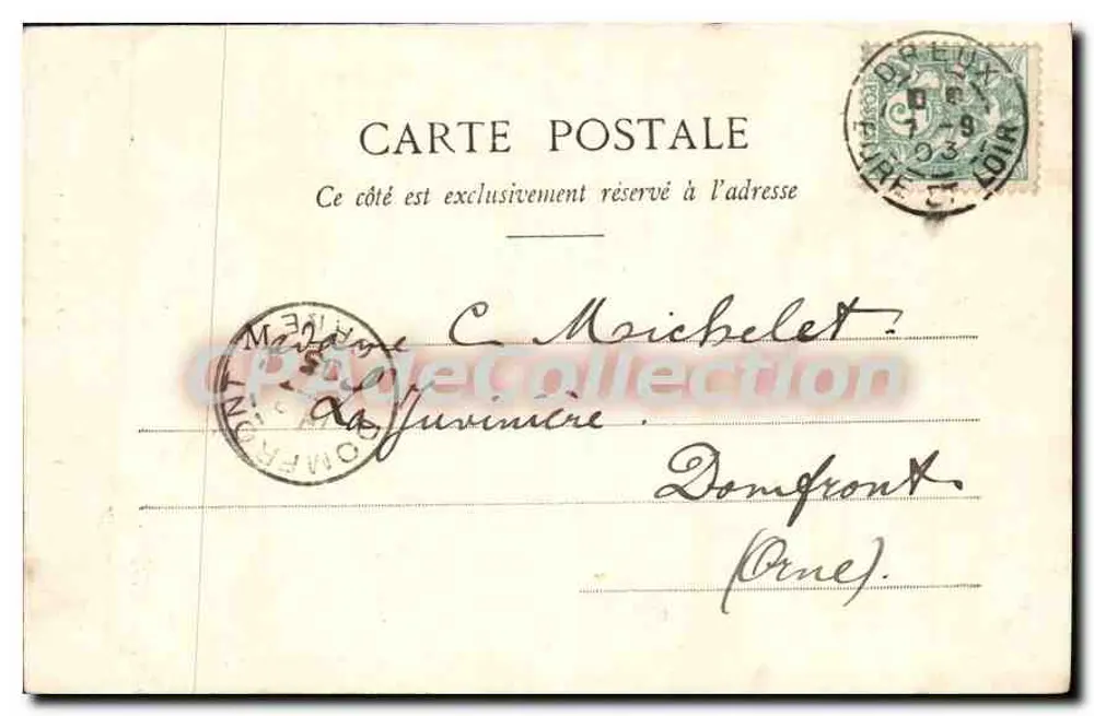 Igreja de Blévy - Nuisement - Environs de Châteauneuf - Ch. Fourceaul, editor, Dreux - Verso