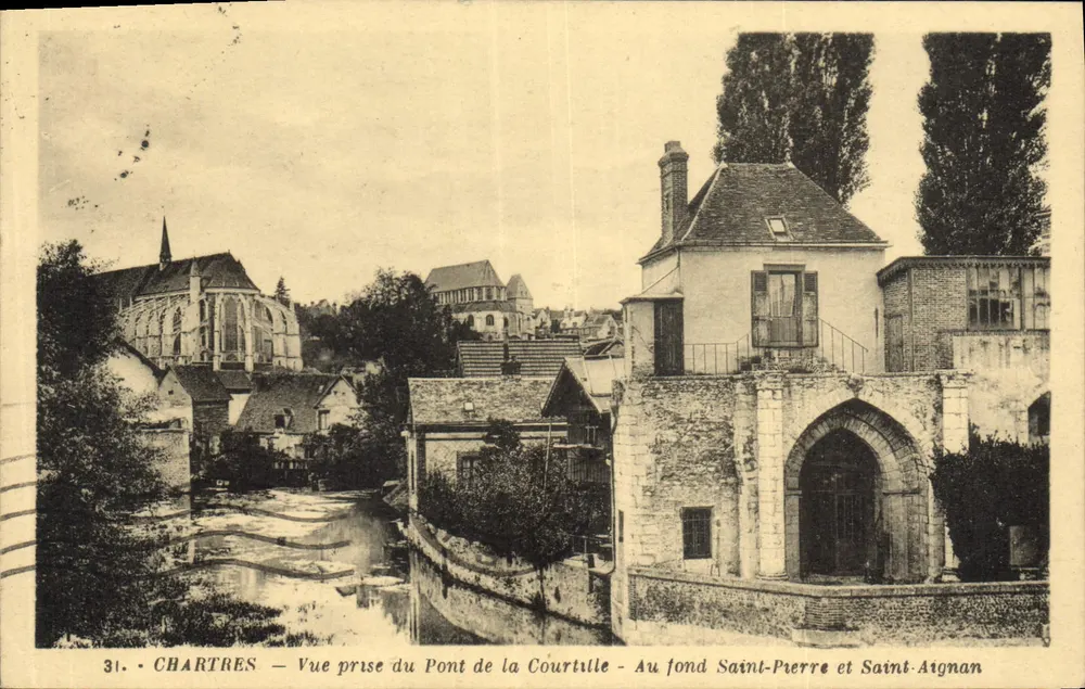 Chartres — Ansicht vom Courtille-Brücke — Im Hintergrund Saint-Pierre und Saint-Aignan — Edition E. Gaudin, Nr. 31 - Vorderseite