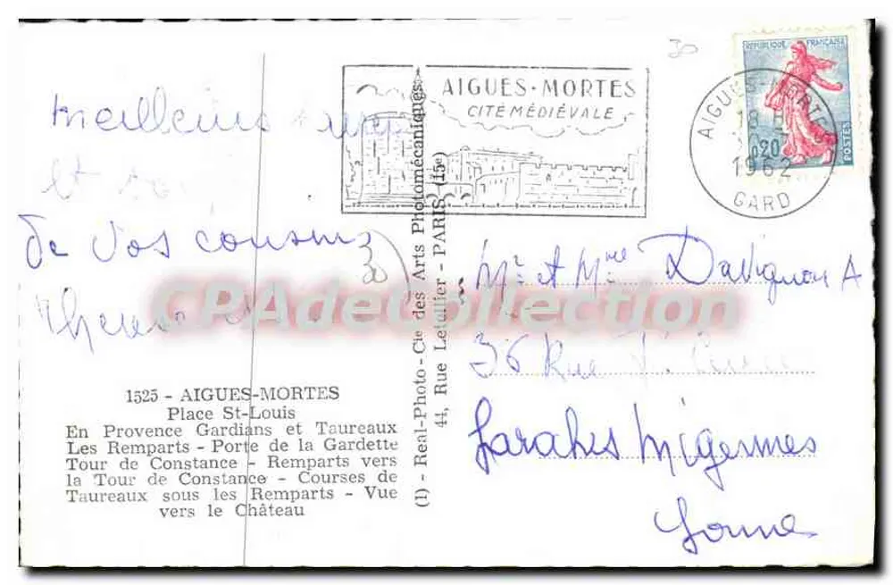 Aigues-Mortes — Mittelalterliche Stadt — Real-Photo-Cie des Arts - Rückseite